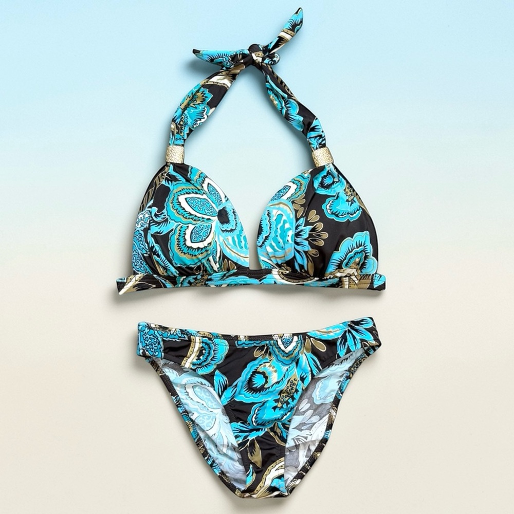 Vintage Venus Bikini Swimsuit Boho Floral Paisley D Cup 6